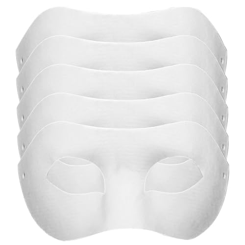 Latebebebe Blank Maske 5pcs 8 x 4 Zoll Pulp Paper Mache Maske Weiße Papiermasken für Handwerk DIY Maskerade Kostüm für lustige Partykunstprojekte Auftritte von Latebebebe
