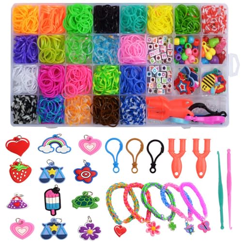 Latebebebe Gummiband -Armband -Kit Buntes niedliches DIY Elastic Charm Armband Making Kit mit Aufbewahrungsbox für Anfänger Kinder Mädchen Jungen Charme Making von Latebebebe
