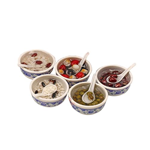Latebebebe Miniatur Spielen Food Toy Mini Mini Chinesische Nudeln Sirup Bowl Puppenhausmöbel Accessoires 5pcs von Latebebebe