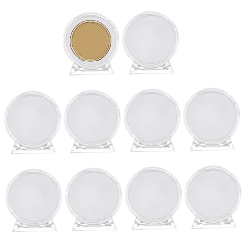 Münzhalter 10 Prozent transparenter Kunststoff 1, 6 -Zoll -Runde Münzanzeige mit polierten und glatten Lagerhalter für Sammlerhalter von Latebebebe