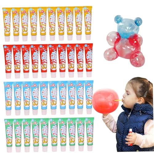 Plastikblasen mit Stroh 32 Sets Easy & Fun Blow Plastikblasen für Kinder tragbare Blasenspielzeug für Schule, Party, Innenräume, Außengeschenke, Geburtstagsgeschenke von Latebebebe