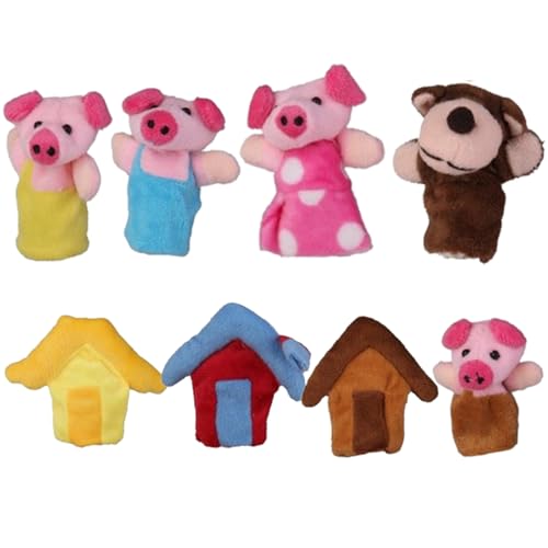 Tier Fingerpuppen, kleine Schweine Fingerpuppen, 8 Stcs Mini weiche Plüschkind, süße Puppen Tier von Latebebebe