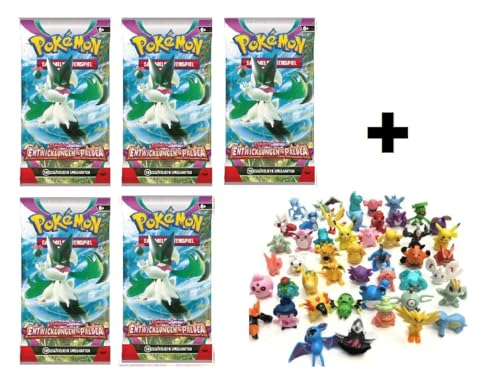 Pokemon Booster Packs Sammelkarten deutsch | + 3 Sammelfiguren (Entwicklungen in Paldea, 10, Stück) von Laubner