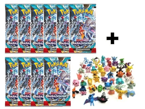 Pokemon Booster Packs Sammelkarten deutsch | + 3 Sammelfiguren (Paradoxrift, 10, Stück) von Laubner