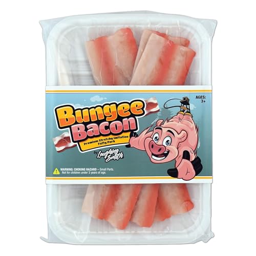 Laughing Smith Elastischer Bacon - Dehnbarer sensorischer Speck - Lustiges und beruhigendes sensorisches Food - Realistische Speckstreifen - Hilft gegen Stress, Angst und Autismus von Laughing Smith