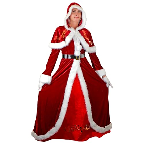 Laurel & Mason Mrs Claus Santa Kostüm, Weihnachtskostüm für Damen, Damen Mrs Santa Claus Fancy Dress Outfit (XL), Rot, Weiß, Gold von Laurel & Mason