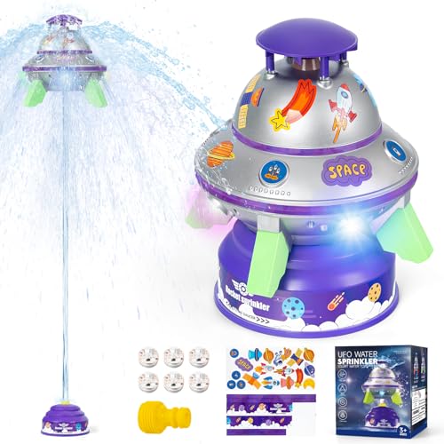 LawnIdyll UFO Raketenwerfer, Sprinkler, Wasserspielzeug mit Licht, Sommer-Outdoor-Spielzeug für Kinder, wasserbetrieben, 2,4-3 m und drehbar, UFO-Rakete, Weltraum, Geburtstagsgeschenk für Mädchen und LawnIdyll UFO Raketenwerfer, Sprinkler, Wasserspielzeug mit Licht, Sommer-Outdoor-Spielzeug für Kinder, wasserbetrieben, 2,4-3 m und drehbar, UFO-Rakete, Weltraum, Geburtstagsgeschenk für Mädchen und von LawnIdyll