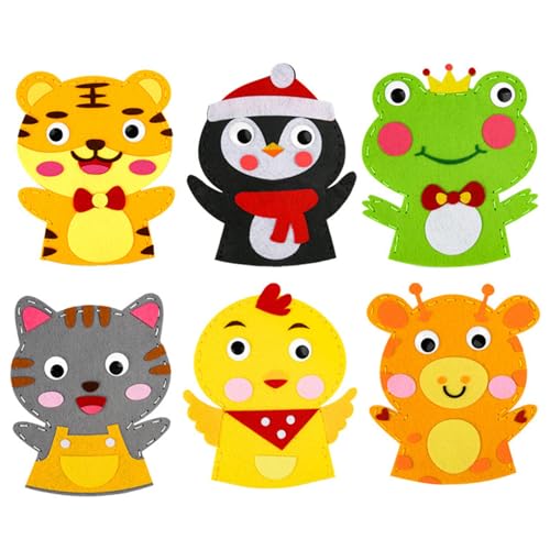 6pcs Handpuppen farbenfrohe Handpuppen für Kinder im Alter von 4 bis 8 emotionalen und sensorischen Spielzeug Little Animal Puppet für Geschichtenerzählen Unterricht Vorschulshow Geburtstagsgeschenke von Lawnrden