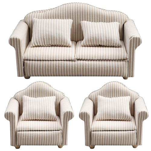 Dollhouse Möbel Set 3 Stcs 1:12 Dollhouse Miniatur -Holzsofa Kissen Sessel Kissen Kit Dolls House Möbel Couch Dollhouse Möbel Set 3 Stcs 1:12 Dollhouse Miniatur -Holzsofa Kissen Sessel Kissen Kit Dolls House Möbel Couch von Lawnrden