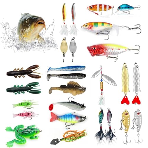 Fischerei Adventskalender 2024 26 Tag des Countdown -Fischerei Tackle Advent Kalender enthält Verschiedene Köder Männer, Angler, Enthusiasten (Style1) |.Kalender von Lawnrden