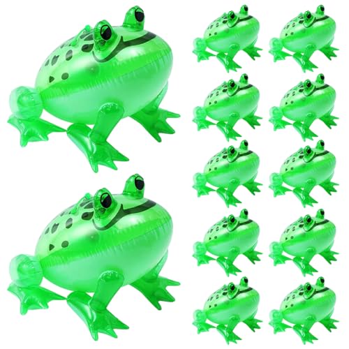 Froschballons, aufblasbarer Frosch 12 -pcs leuchten realistische Ballon PVC aufblasbare Tiere mit elastischen Schnürsenkeln, bläst Tieren auf von Lawnrden