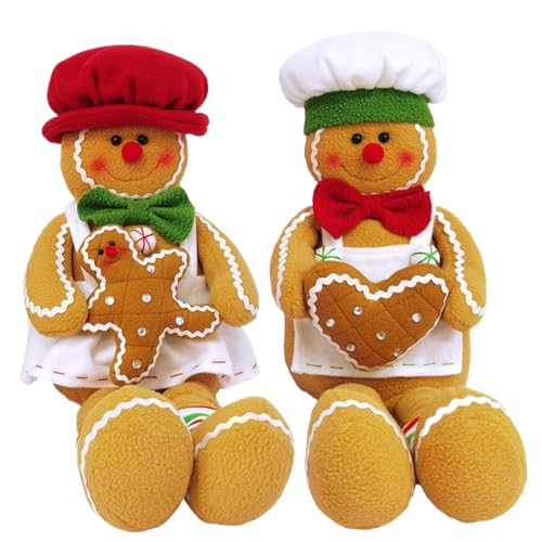 Gingerbread Man Plush 2pcs gefüllt niedliche Weihnachtsleberkissen mit langem Bein und Kochkappe Feiertagsgeschenke | Plüsch interaktive Spielzeugfiguren Gingerbread Man Plush 2pcs gefüllt niedliche Weihnachtsleberkissen mit langem Bein und Kochkappe Feiertagsgeschenke | Plüsch interaktive Spielzeugfiguren von Lawnrden