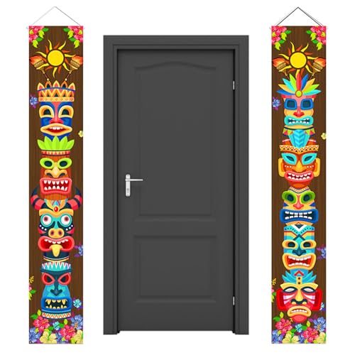 Hawaiian Party Dekorationen Tiki Luau Banner Tropischer Party -Türschild für Aloha Moana Geburtstagstil 1 |.Hawaiianischer Banner von Lawnrden