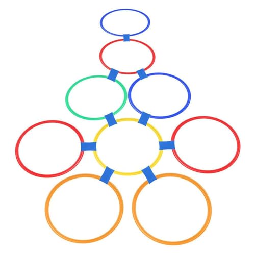 Hopscotch-Ringspiel, 10pcs Round Hoops mit 10 Anschlüssen, mehrfarbige Plastikringe für Kleinkinder Bruttomotorische Fähigkeiten, ein kreatives Spiel im Freien im Freien für Mädchen und Jungen Hopscotch-Ringspiel, 10pcs Round Hoops mit 10 Anschlüssen, mehrfarbige Plastikringe für Kleinkinder Bruttomotorische Fähigkeiten, ein kreatives Spiel im Freien im Freien für Mädchen und Jungen von Lawnrden
