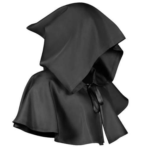 Kapuze Umhang Vintage Halloween mittelalterlicher Motorhut für Männer Frauen kurz Unisex schwarz weich atmungsaktiv Pullover Kapuzenponcho Motorhaube mit Motorhaube für heidnisches Cosplay |.Mit Haub Kapuze Umhang Vintage Halloween mittelalterlicher Motorhut für Männer Frauen kurz Unisex schwarz weich atmungsaktiv Pullover Kapuzenponcho Motorhaube mit Motorhaube für heidnisches Cosplay |.Mit Haub von Lawnrden