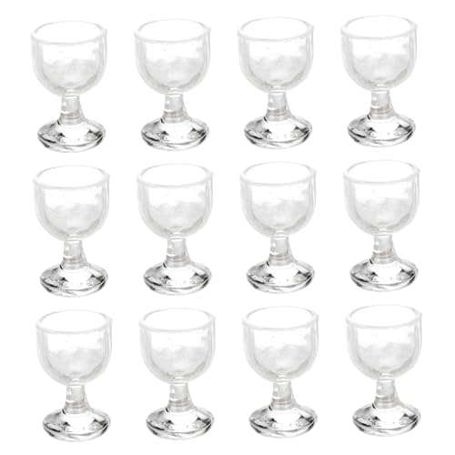 Lawnrden 12pcs Mini Weingläser, 0, 6x0.4 Mini Wine Dollhouse Miniatures Harz 1/12 Maßstab Zubehör für Dollhouse Kitchen Toys |.Flaschen von Lawnrden