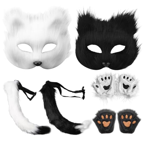 Lawnrden 3pcs/Set Therian Gear, Therian Maske und Schwanz, Handschuhe Set halb Gesichtsfuchsmaske mit verstellbarem Schnallen pelziger Schwanz für Halloween Cosplay Fox |.Pelzig Lawnrden 3pcs/Set Therian Gear, Therian Maske und Schwanz, Handschuhe Set halb Gesichtsfuchsmaske mit verstellbarem Schnallen pelziger Schwanz für Halloween Cosplay Fox |.Pelzig von Lawnrden