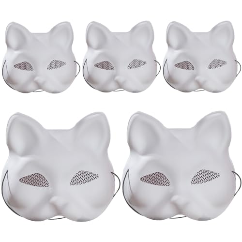 Lawnrden 5pcs Katzenmaske mit Augennetz zum Malen, 7x7x3 Zoll Therian Maske mit elastischen Gurt Pelzige DIY -Kostüm -Requisiten für Cosplay -Party Halloween |.Therian Ausrüstung Lawnrden 5pcs Katzenmaske mit Augennetz zum Malen, 7x7x3 Zoll Therian Maske mit elastischen Gurt Pelzige DIY -Kostüm -Requisiten für Cosplay -Party Halloween |.Therian Ausrüstung von Lawnrden