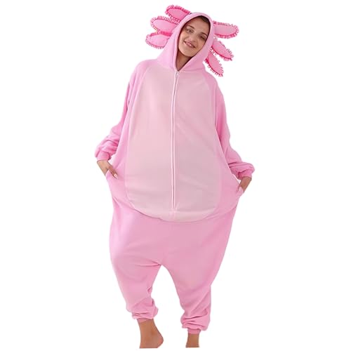 Lawnrden Axolotl Kostüm für Erwachsene weiche Fleece -Kapuze -Cosplay -Strsplay -Strich von Lawnrden