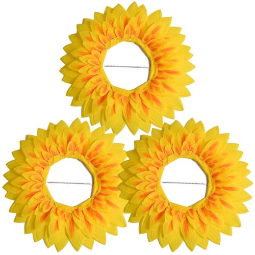 Lawnrden Blume Kopfstück, 3pcs lustige Hüte für Erwachsene Kinder, 16, 5 Zoll Sonnenblumenkostüm, lustige Kopfbedeckung für Tanzparty Festival -Spiele Performance Requisite von Lawnrden