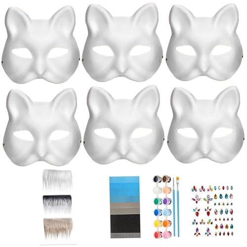 Lawnrden DIY CAT Therian Mask Kit mit Augennetz Faux Pelfstreifen Aufkleber, Therian Mask Arts Crafts Kit, Kostümmasken für Maskerade Halloween Lawnrden DIY CAT Therian Mask Kit mit Augennetz Faux Pelfstreifen Aufkleber, Therian Mask Arts Crafts Kit, Kostümmasken für Maskerade Halloween von Lawnrden