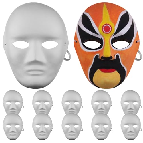Lawnrden DIY Full Face Masken, 12pcs Vollgesichtsmasken, Farbe papier weiße Maske mit Gummiband für Carnival Cosplay Halloween DIY Lawnrden DIY Full Face Masken, 12pcs Vollgesichtsmasken, Farbe papier weiße Maske mit Gummiband für Carnival Cosplay Halloween DIY von Lawnrden