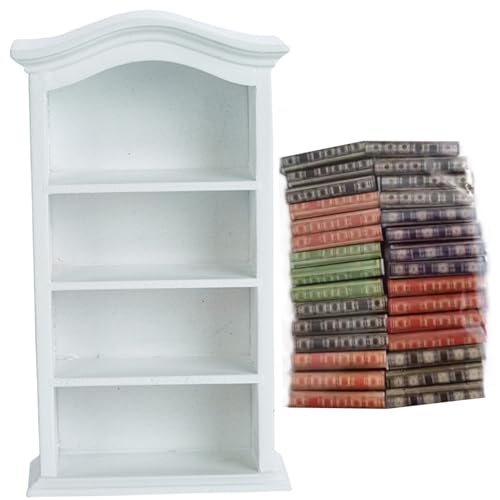 Lawnrden Dollhouse -Bücherregal mit 30 Büchern Holz Miniatur Bücherregal 4 Etagen Mini für Dollhouse Möbelzubehör weiß |.Zubehör Lawnrden Dollhouse -Bücherregal mit 30 Büchern Holz Miniatur Bücherregal 4 Etagen Mini für Dollhouse Möbelzubehör weiß |.Zubehör von Lawnrden