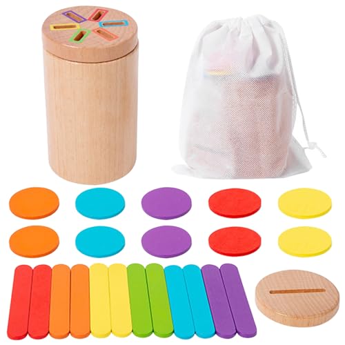 Lawnrden Farbsortiers sensorisches Spielzeug, 2-in-1-Form ＆ Farbsortierspielzeug, Holz mit magnetischem Deckel, Bildungsmontessori für 36 m+ Kleinkind | von Lawnrden