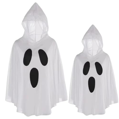 Lawnrden Ghost Kostüm für Erwachsene weiße Ghost -Kapuze -Halloween -Kostüme Poncho Cosplay Outfits |.Kostüm Kleinkind von Lawnrden
