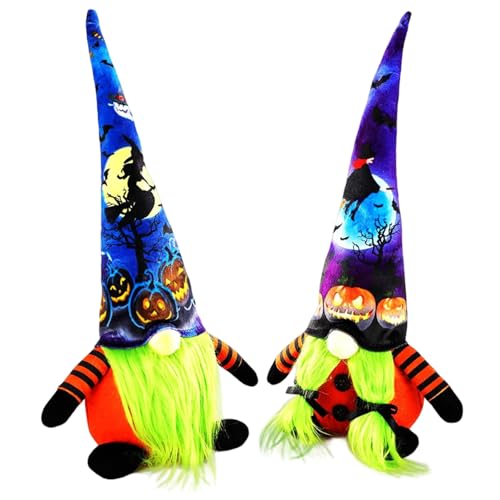 Lawnrden Halloween gefüllte Gnomes Plüsch, 2pcs Halloween GNOME, weicher niedlicher Cartoon gesichtsloser Plüsch mit spitzem Hut für Home -Office -Dekorationen, 5, 5x15 Zoll von Lawnrden