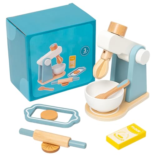 Lawnrden Holzmixerspielzeug Spielen Set, Holzmixerspielzeug für Kinder, natürliches Spielküchenset mit Accessoires, tun Sie Bake Cookies Playset für Kleinkindmädchen und Jungen von Lawnrden