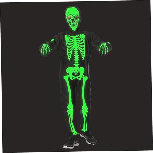 Lawnrden Kinder Skelettkostüm im dunklen Ganzkörper Langarm Kleinkind Skelettkostüm mit Handschuhen gruselige Halloween -Kostüme für Jungen und Mädchen, M, Kostüme von Lawnrden