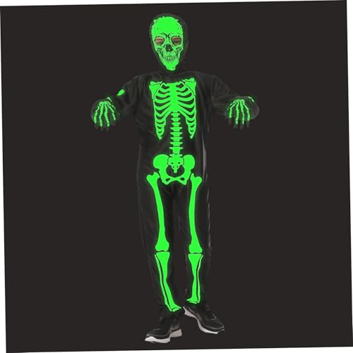 Lawnrden Kinder Skelettkostüm im dunklen Ganzkörper Langarm Kleinkind Skelettkostüm mit Handschuhen gruselige Halloween -Kostüme für Jungen und Mädchen, XL, Kostüme von Lawnrden