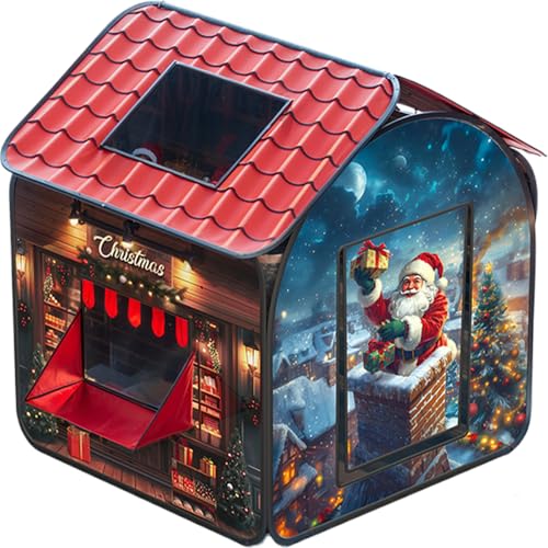 Lawnrden Kinderzelt, Weihnachtskinderspielhaus mit Fenstern, 33x33x37 Zoll Stoffkind Zelt für Weihnachten Geburtstagsgeschenke | Zelte Tunnel Spielen von Lawnrden