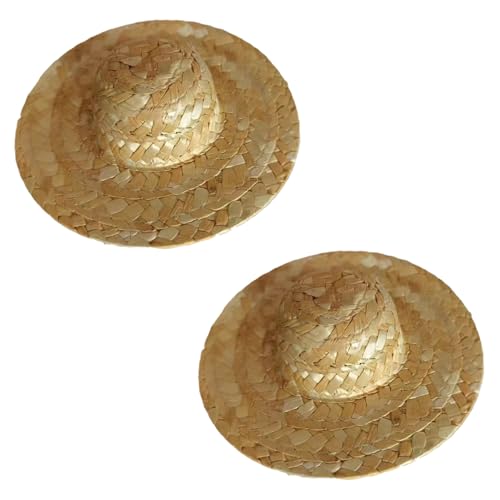 Lawnrden Mini -Strohhüte für Handwerk, 2pcs winzige Sombrero -Partyhüte, Sombrero -Kostüm, Fiesta Party Dekorationen für Tisch, Puppen, Hunde von Lawnrden