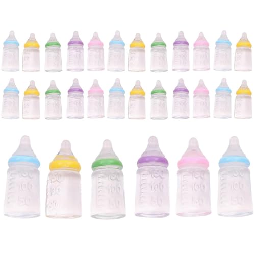 Lawnrden Miniatur -Babyflaschen, 30 Prozent Babypuppenflaschen, farbenfrohes Plastikmodell, winziges Süßigkeitenglas für Duschenspiele von Lawnrden