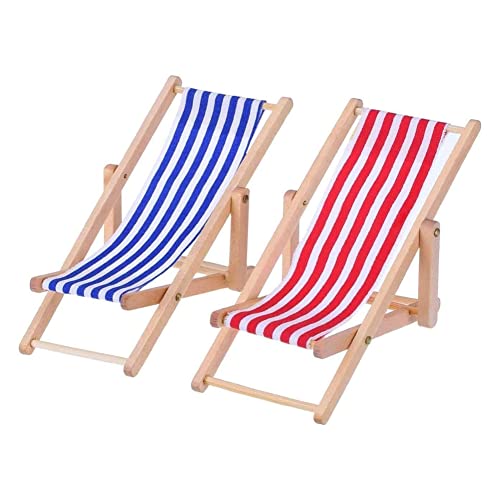 Lawnrden Miniatur -Strandstuhl, 2 Stück hölzernen Mini Dekorationsdeckstuhl, Puppendeckstuhl, Strandstuhl, Handyhalter, Mini -Deck -Stuhl, Klappstuhl, blau/weißer Stoffsitz, ca..11 x 5 cm, Lawnrden Miniatur -Strandstuhl, 2 Stück hölzernen Mini Dekorationsdeckstuhl, Puppendeckstuhl, Strandstuhl, Handyhalter, Mini -Deck -Stuhl, Klappstuhl, blau/weißer Stoffsitz, ca..11 x 5 cm, von Lawnrden