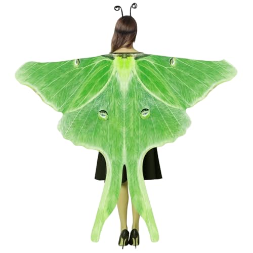 Lawnrden Mottenkostüm, Chiffon Halloween Erwachsener Schmetterling Kostüm, Moth Cape Shawl mit Stirnband für Halloween -Party, 70, 9 x 57, 1in | Kostüme von Lawnrden