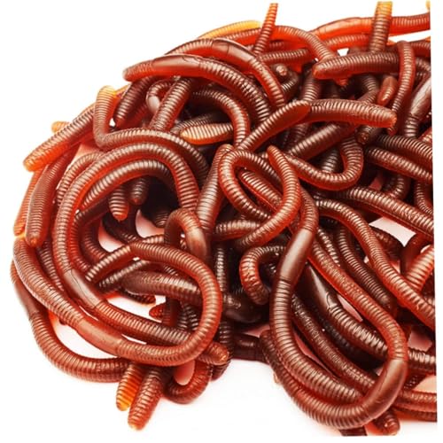 Lawnrden Regenwurm Faux Trick Toy Plastik Kunststoff weiche Dehnbare realistische Regenwürmer simulierte Fischereiköder Köder für Halloween -Dekoration 60 Stücke |.Wurmspielzeug von Lawnrden