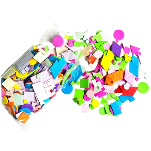 Lawnrden Schaumaufkleber für Kinder, 1000 Stück Schaumstock Aufkleber Selbstkleber Eva Multicolorform für Kinder DIY -Kunsthandwerk, Quadrat, Runde, Dreieck von Lawnrden