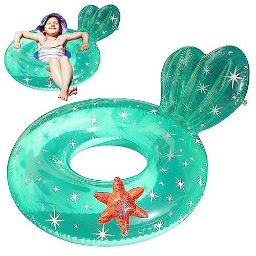 Lawnrden Schwimmring Kinder transparenter schwimmender Ring mit Rückenlehne Design süßes aufblasbares Schwimmrohr für Wassersportarten für 5-9 Jahre Kinder blau, Kinder Schwimmring von Lawnrden