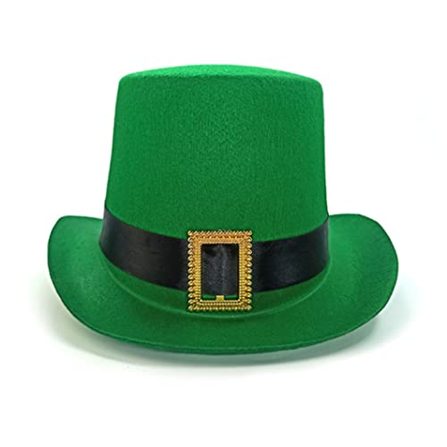 Lawnrden St. Patricks Day Hut Green Top Hat Irish Shamrock Hut mit schwarzer Band und Goldener Schnalle für Kostümkleid, grüner Top -Hut von Lawnrden