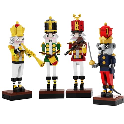 Lawnrden Weihnachtsbaum -Set 4PCS Plastikspielzeuggebäude -Sets gehören Trompeter, Schlagzeuger, Geiger, Dirigent Nutcracker -Weihnachtsdekorationen für Kinder Erwachsene | Stapelblöcke von Lawnrden
