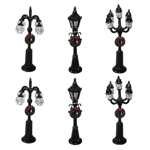 Lawnrden Weihnachtslampenpfosten 6PCS Miniatur Christmas Village Straßenlaternen Künstliche Harzdorf Accessoires für DIY Dollhouse | Playsets von Lawnrden