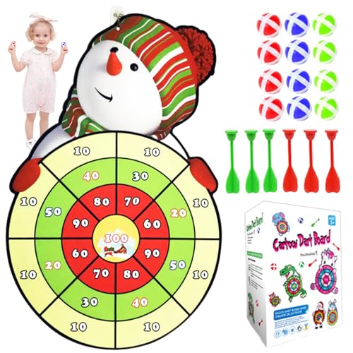 Lawnrden Weihnachtsspiele, 1 Set Funny Christmas Party Games mit 1 Snowman Dartboard, 16 klebrige Bälle, 6 Darts ＆ 2 Haken, Spielzeug für Kinder Weihnachtsgeburtstag, Style 2 | Playsets von Lawnrden