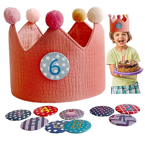 Lawnrden Wiederverwendbarer Geburtstagshut für Kinder im Alter von 1 bis 8 Unisex Weichstoffmodell Hut mit 1-8 Zahlen Verstellbare Partyhüte Foto Requisiten Dekor Geschenke |.Tiara von Lawnrden