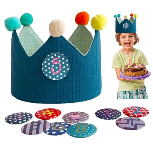 Lawnrden Wiederverwendbares Geburtstagshut für Kinder im Alter von 1 bis 8 Unisex Weichkleidung Hut mit 1-8 Zahlen Verstellbare Partyhüte Foto Requisiten Dekor Geschenke Grün |.Tiara von Lawnrden
