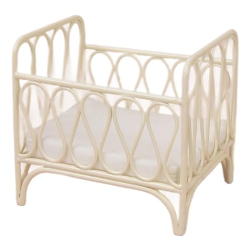 Puppenhausbett 1/12 Maßstab Metal Doll House Bett, niedliche realistische Miniaturbaby -Kinderbett -Wiege nach Puppenhaus Schlafzimmermöbeln, Weiß Puppenhausbett 1/12 Maßstab Metal Doll House Bett, niedliche realistische Miniaturbaby -Kinderbett -Wiege nach Puppenhaus Schlafzimmermöbeln, Weiß von Lawnrden
