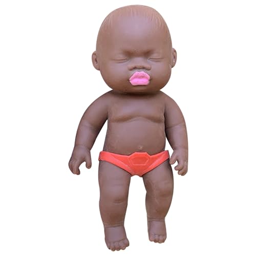 Stress Puppe 5.5 Sleepy Face Squeeze Spielzeug Realistische Nutepunkte Gummi Stress Relief Toy Resilient Toys für Erwachsene Kinder, Kaffee mit zufälliger Farbe Hose |.Puppe von Lawnrden