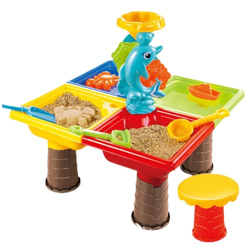 Wassertabelle 1 Setzen Sie farbenfrohen Sandtisch mit niedlichem Delphin-Abs-Sensory Interactive Parent-Kind-Entwicklungswasser und Sand für den Innenrand im Freien, Quadrat |.Und von Lawnrden